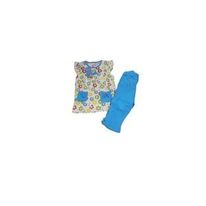 Frogwill Little Girls White Blue Floral Cap Sleeve 2 Piece Pant Set Size 4T